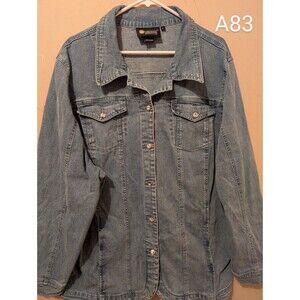 Christine Alexander 3X Rhinestone Bedazzled Denim Jacket KISSES Crystals Womens